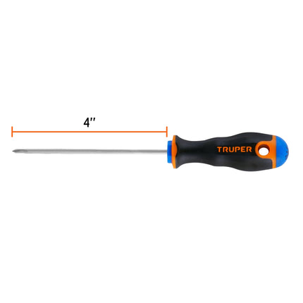 Desarmador de cruz 1/8' x 4' mango Comfort Grip, Truper | DP-1/8X4B | 14055