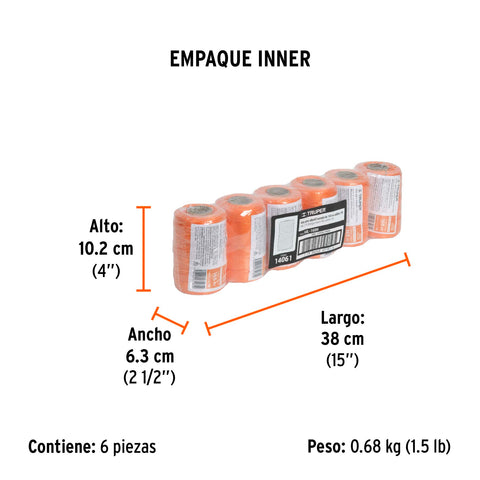 Carrete con 165 m de hilo para albañil naranja, Truper | HIL-165N | 14061