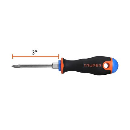 Desarmador de cruz 3/16' x 3' mango Comfort Grip, Truper | DP-3/16X3B | 14064