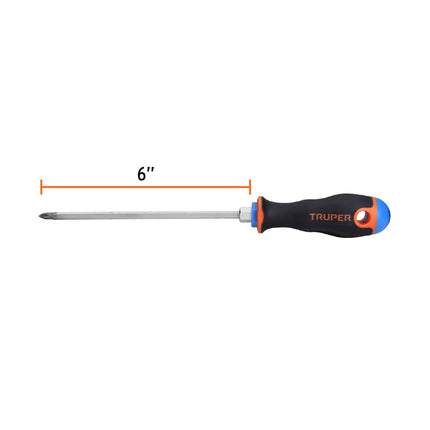 Desarmador de cruz 3/16' x 6' mango Comfort Grip, Truper | DP-3/16X6B | 14067