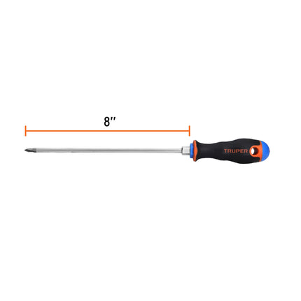 Desarmador de cruz 3/16' x 8' mango Comfort Grip, Truper | DP-3/16X8B | 14070
