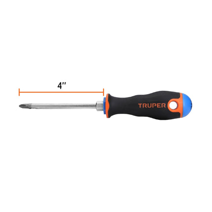 Desarmador de cruz 1/4' x 4' mango Comfort Grip, Truper | DP-1/4X4B | 14076