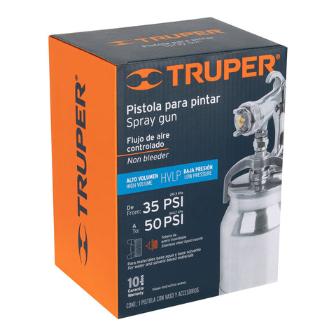 Pistola p/pintar succión HVLP vaso aluminio, 1.4 mm, Truper | PIPI-330 | 14084