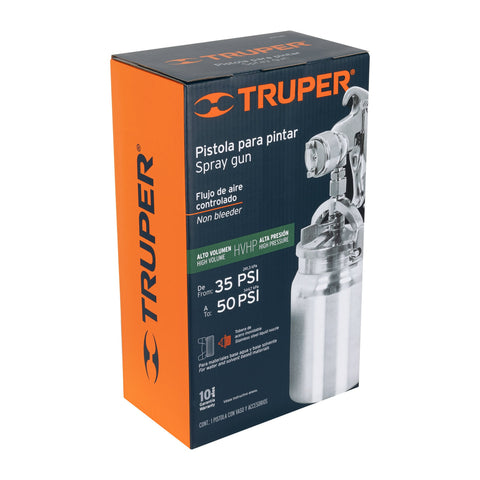 Pistola p/pintar succión HVHP vaso alum, 1.8mm, 3 vál Truper | PIPI-320 | 14085