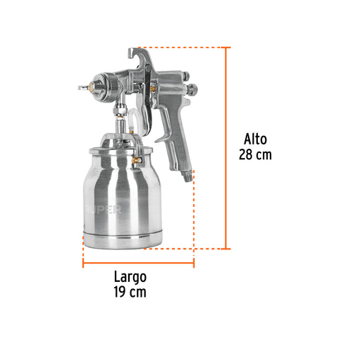 Pistola p/pintar succión HVHP vaso alum, 1.8mm, 2 vál Truper | PIPI-310 | 14087