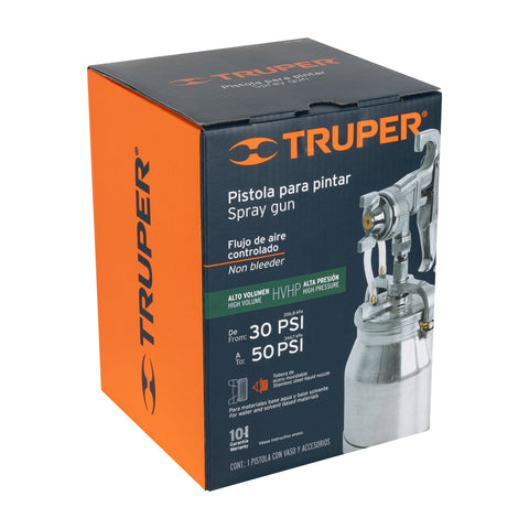 Pistola p/pintar succión HVHP vaso alum, 1.8mm, 2 vál Truper | PIPI-310 | 14087