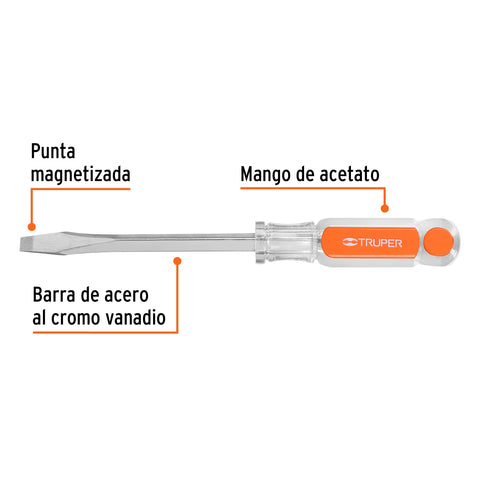 Desarmador plano 5/16 x 5' barra cuadrada mango acetato | DC-5/16X5 | 14101