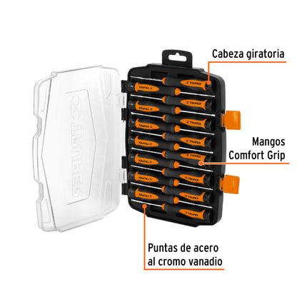 Juego con 15 desarmadores largos de precisión, Truper | JOY-15L | 14157