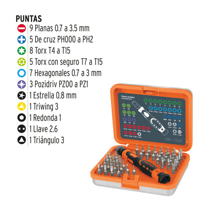 Desarmador de precisión con 42 puntas intercambiables | JOY-43 | 14163