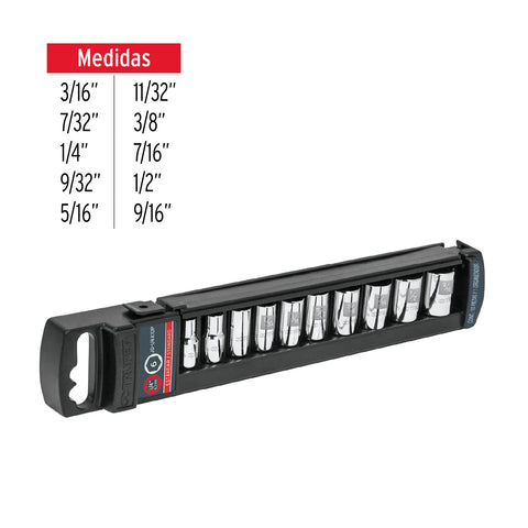 Juego de 10 dados cuadro 1/4' std, Truper | JD-1/4X10P | 14165