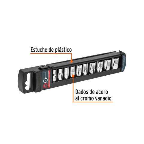 Juego de 10 dados cuadro 1/4' std, Truper | JD-1/4X10P | 14165