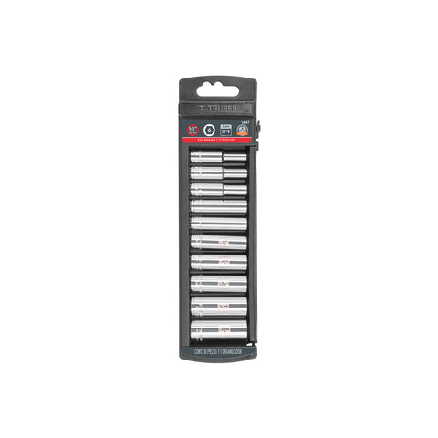 Juego de 10 dados largos cuadro 1/4' std, Truper | JD-1/4X10LP | 14167