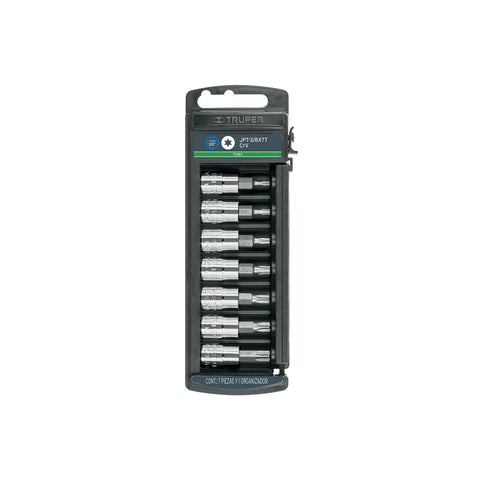 Juego de 7 dados cuadro 3/8' punta torx, Truper | JPT-3/8X7T | 14171