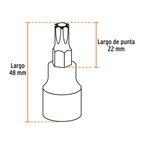 Juego de 7 dados cuadro 3/8' punta torx, Truper | JPT-3/8X7T | 14171