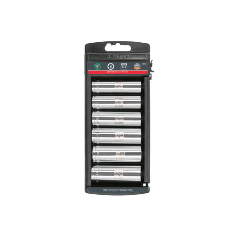 Juego 6 dados largos cuadro 1/2' std, Truper | JD-1/2X6LP | 14174