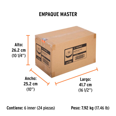 Carda copa 3' alambre trenzado fino, eje 5/8'-11, Truper | CT-608 | 14186