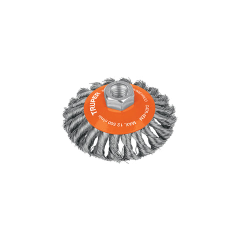 Carda tipo cónico 4' alambre trenzado, multi-rosca, TRUPER | CATR-4EMR | 14188