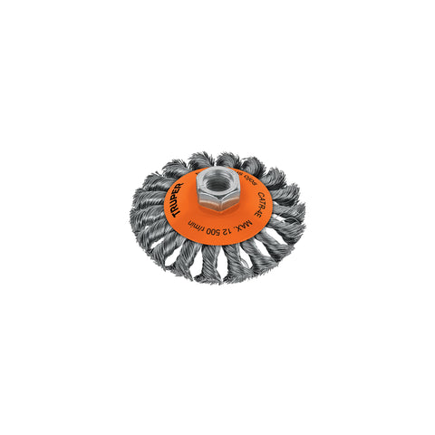 Carda tipo cónico 4' alambre trenzado, eje 5/8'-11, Truper | CATR-4E | 14190