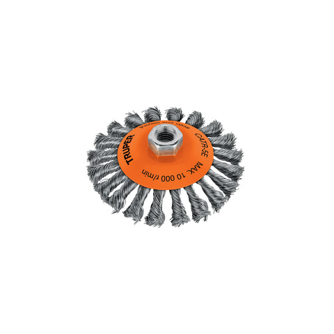 Carda tipo cónico 5' alambre trenzado, eje 5/8'-11, Truper | CATR-5E | 14191