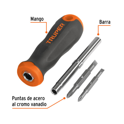 Desarmador 2 puntas dobles y barra con 2 cajas hexagonales | DT-4 | 14200
