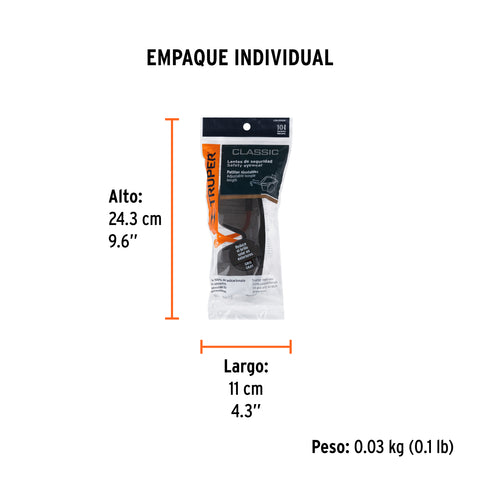 Lentes de seguridad ajustables grises, Truper Classic | LEN-2000N | 14213