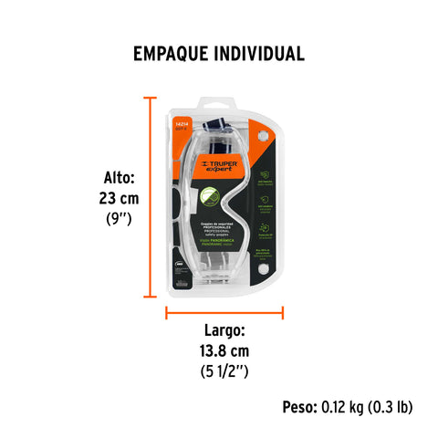 Goggles de seguridad profesionales, antiempaño, Expert | GOT-X | 14214
