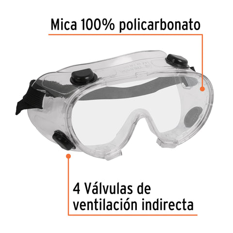 Goggles de seguridad con válvulas de ventilación indirecta | GOT | 14220