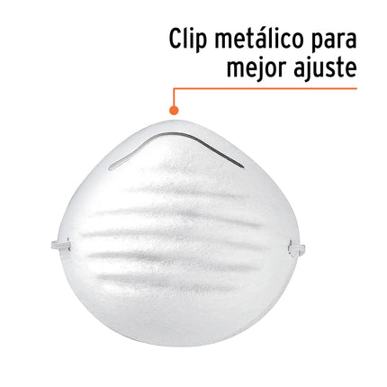 Cubrebocas tipo concha por pieza en caja de 50 pz, Truper (MAS)