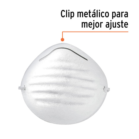 Cubrebocas tipo concha por pieza en caja de 50 pz, Truper | MAS | 14250