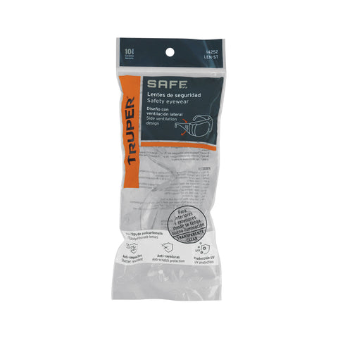 Lentes de seguridad transparentes, Truper Safe | LEN-ST | 14252