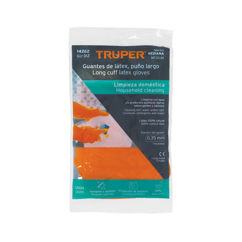 Guantes de látex para limpieza, M, TRUPER | GU-312 | 14262