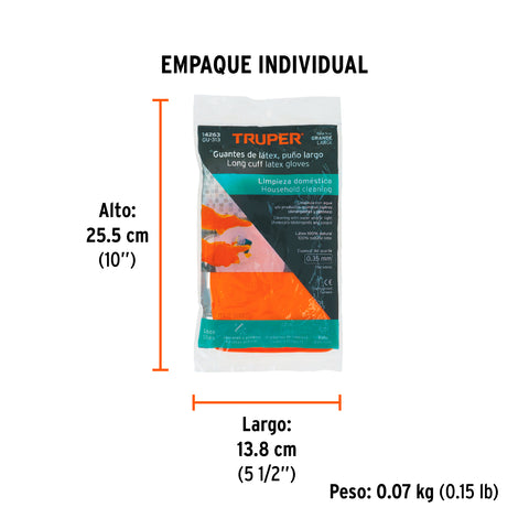 Guantes de látex para limpieza, G, TRUPER | GU-313 | 14263