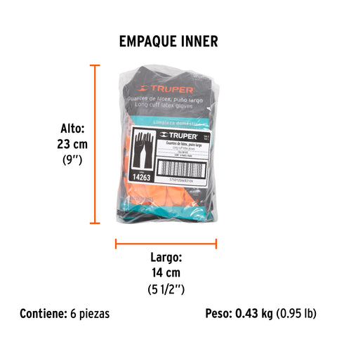 Guantes de látex para limpieza, G, TRUPER | GU-313 | 14263