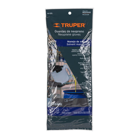 Guantes de neopreno para manejo de químicos, M, TRUPER | GU-812 | 14270