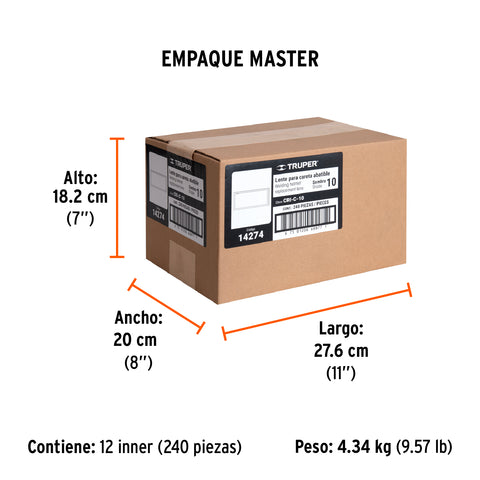 Lente sombra 10 para caretas CASO-3 y CASO-300-P, TRUPER | CRI-C-10 | 14274