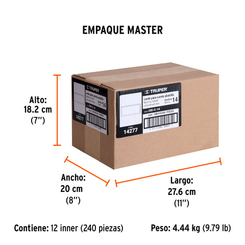 Lente sombra 14 para caretas CASO-3 y CASO-300-P, TRUPER | CRI-C-14 | 14277