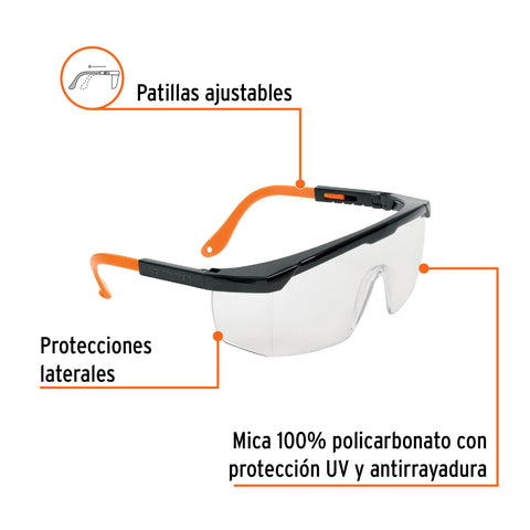 Lentes de seguridad ajustables transparentes, Truper Classic | LEN-2000 | 14284