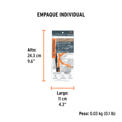 Lentes de seguridad ajustables transparentes, Truper Classic | LEN-2000 | 14284