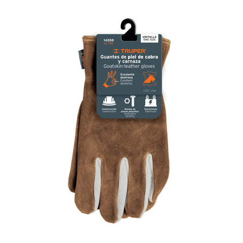 Guantes de piel de cabra con dorso de carnaza, TRUPER | GU-735 | 14288