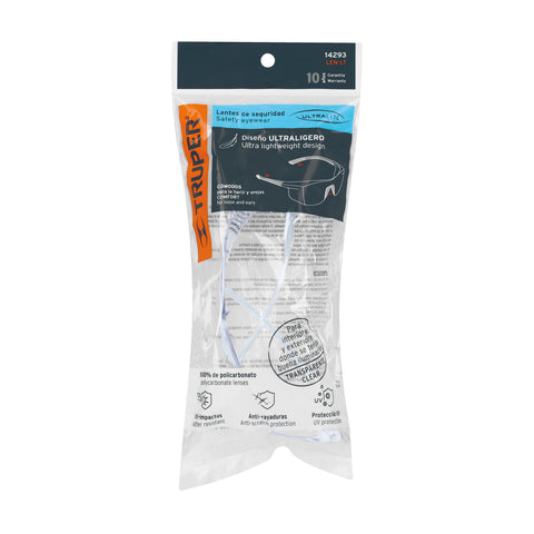 Lentes de seguridad transparentes, Truper Ultralite | LEN-LT | 14293