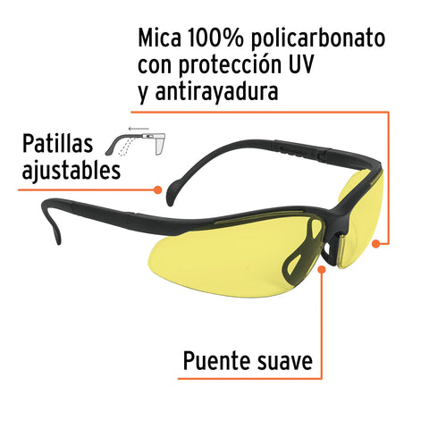 Lentes de seguridad ámbar, Truper Vision | LEDE-SA | 14304