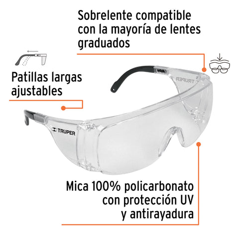 Sobrelentes de seguridad transparentes, Truper Safe | LESO-TR | 14308