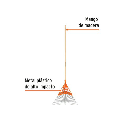 Escoba metal/plástico alto impacto, cabeza recta, 22 dientes | EMP-22 | 14332