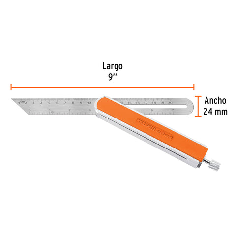 Escuadra 9' falsa de acero inox mango de aluminio, Expert | EFT-9X | 14385