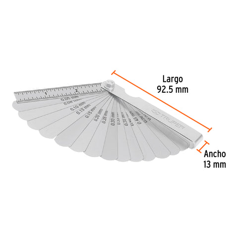 Calibrador de 15 hojas std / mm, Truper | CAL-15 | 14395