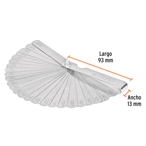 Calibrador de 26 hojas std / mm, Truper | CAL-26 | 14396