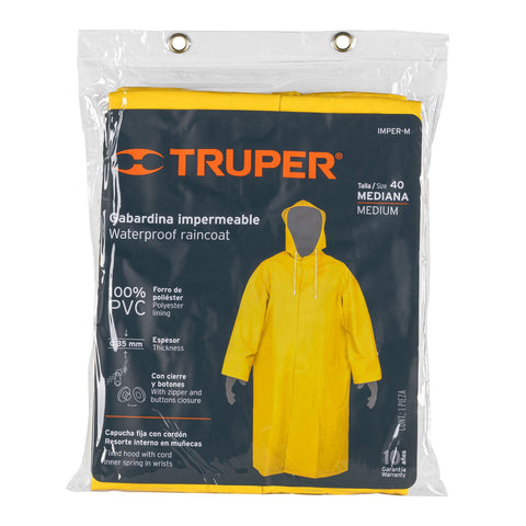 Gabardina impermeable doble capa, talla M, Truper | IMPER-M | 14414