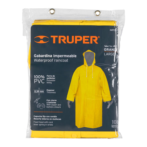 Gabardina impermeable doble capa, talla G, Truper | IMPER-L | 14415