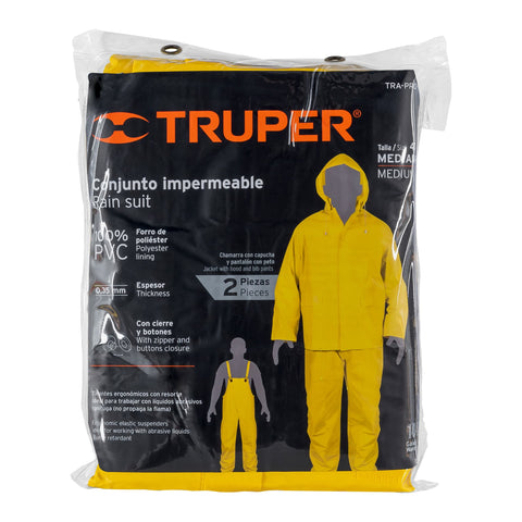 Conjunto impermeable doble capa, talla M, Truper | TRA-PRO-M | 14418