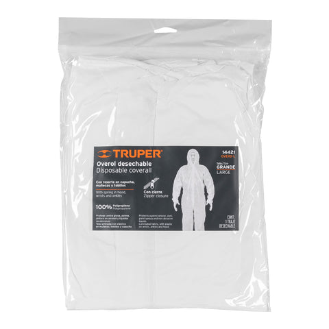 Overol desechable, talla G, Truper | OVERD-L | 14421